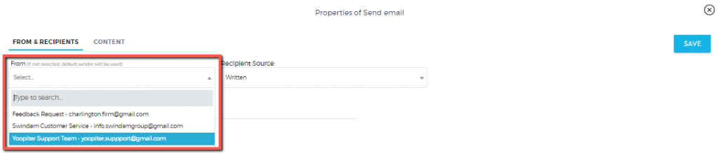 saphyte select email sender