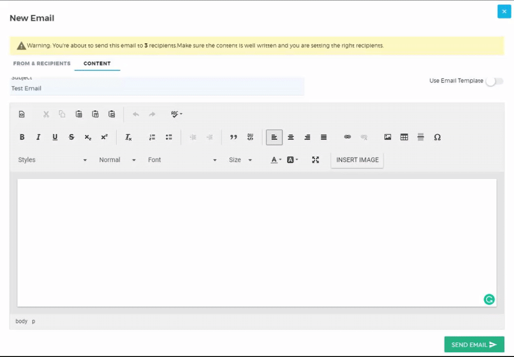 saphyte compose new email using email templates