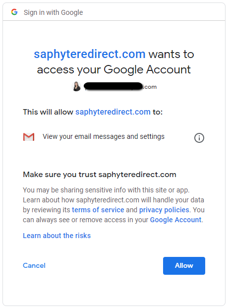 saphyte email allow access