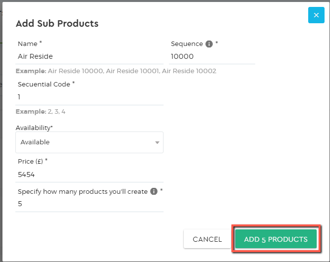 add subproduct