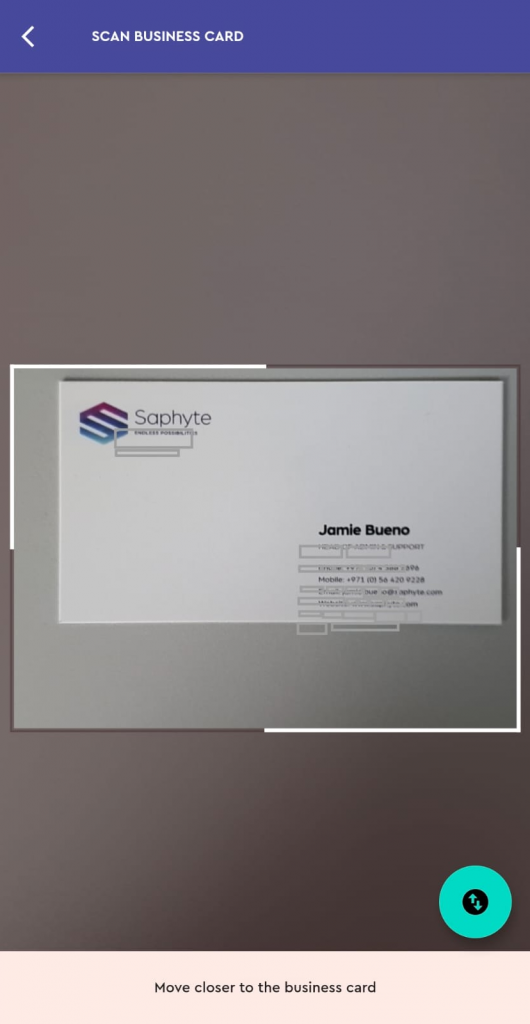 saphyte scan business card mobile app
