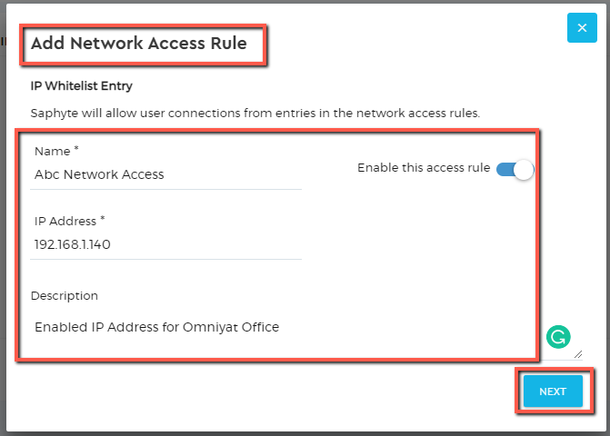 Network Access Rule